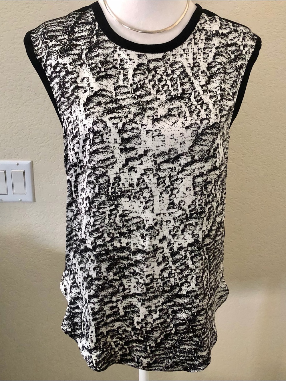 Helmut Lang Black and White Sleeveless Top